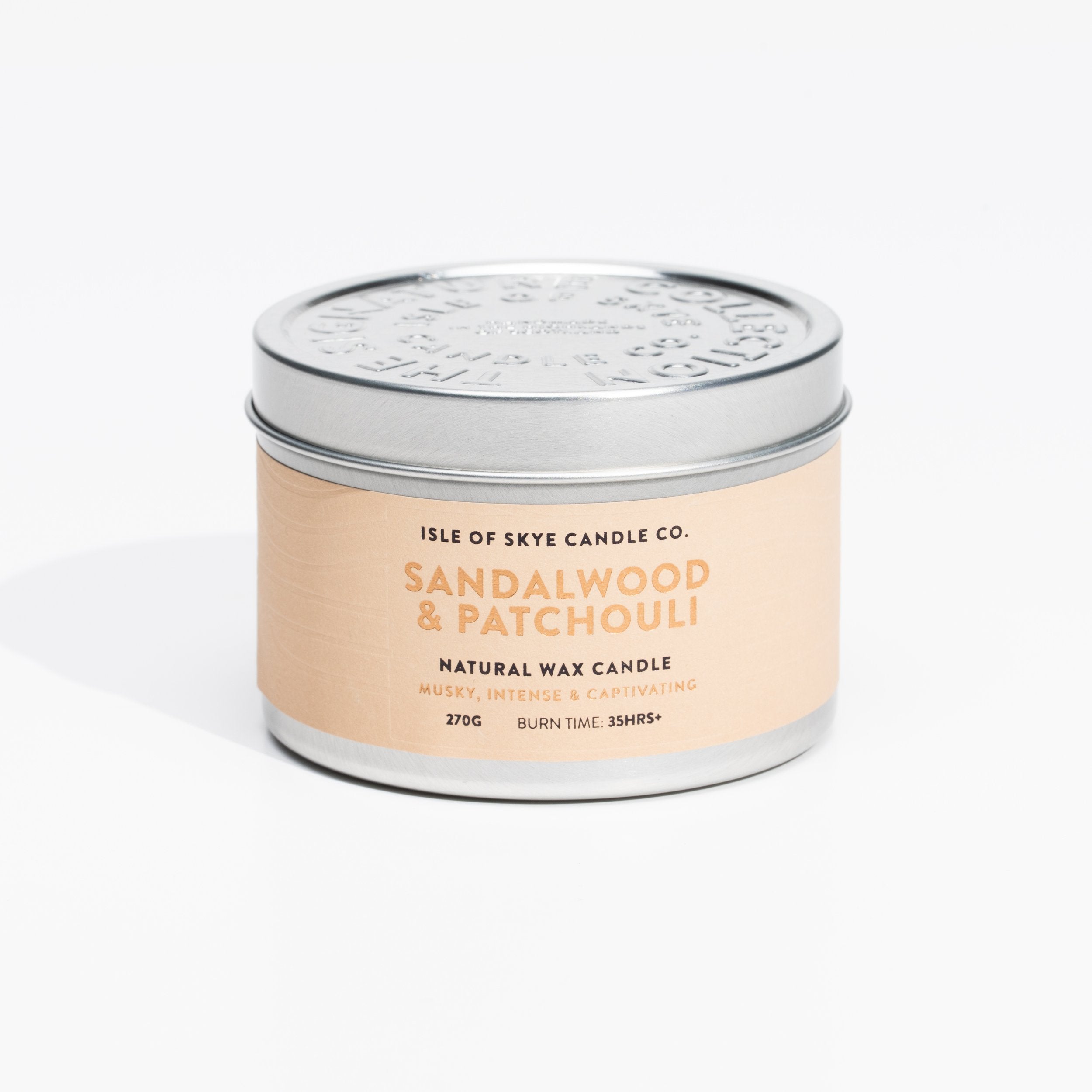Sandalwood & Patchouli tin candle
