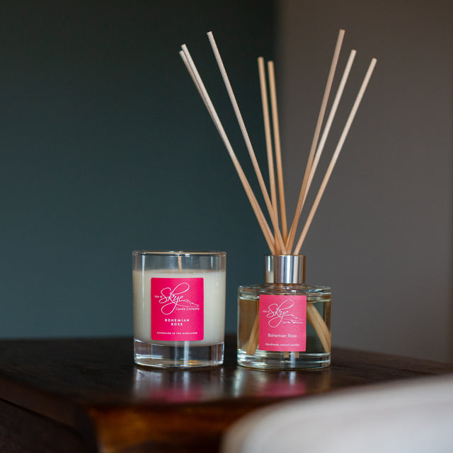 Bohemian Rose Reed Diffuser and Small Tumbler Skye Candles Isle of Skye Candle Co.