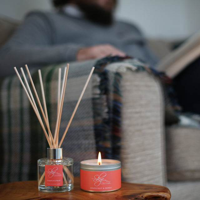 Grapefruit & Neroli Reed Diffuser and Travel Container Skye Candles Isle of Skye Candle Co.